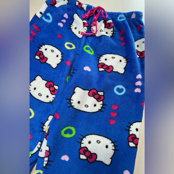 Woman’s Rare Vintage Hello Kitty Fleece PJ Pants | XL | Royal Blue - Picture 3 of 9